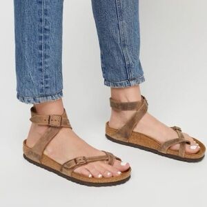 Birkenstock Yara Habana Ankle Leather Tan Sandals Size 38/7-7.5